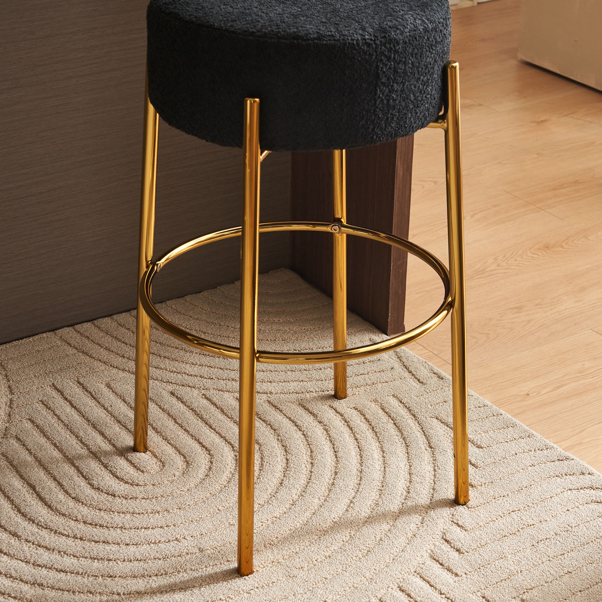 30" Tall, Round High Bar Stools, Set Of 2 Contemporary Upholstered Dining Stools For Kitchens, Coffee Shops And Bar Stores Includes Sturdy Hardware Support Legs Black Foam