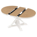Functional Furniture Retro Style Dining Table Set With Extendable Table And 4 Upholstered Chairs For Dining Room And Living Room Oak Natural Wood Off White Oak Natural Wood Off White Solid Wood