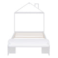 Twin Size Wood Platform Bed With House Shaped Headboard And Footboard Bench,White White Wood