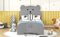 Twin Size Wood Platform Bed With Bear Shaped Headboard And Footboard,Gray Gray Wood