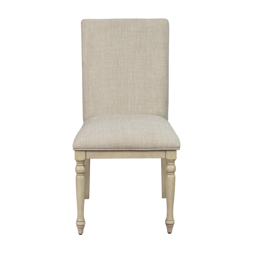 Upholstered Dining Chair With Turned Wood Legs Set Of 2 Light Grey Polyester