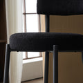 Set Of 2 Modern Teddy Fabric Upholstered Bar Stools Metal Base High Stool Suitable For Kitchen, Dining And Living Room Black Stylish And Comfortable Island Seating Black Metal