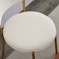 Set Of 2 Mid Century Modern Dining Chairs Teddy Fabric Upholstered Curved Back Metal Frame Beige Elegant And Comfortable Kitchen Chairs Beige Metal