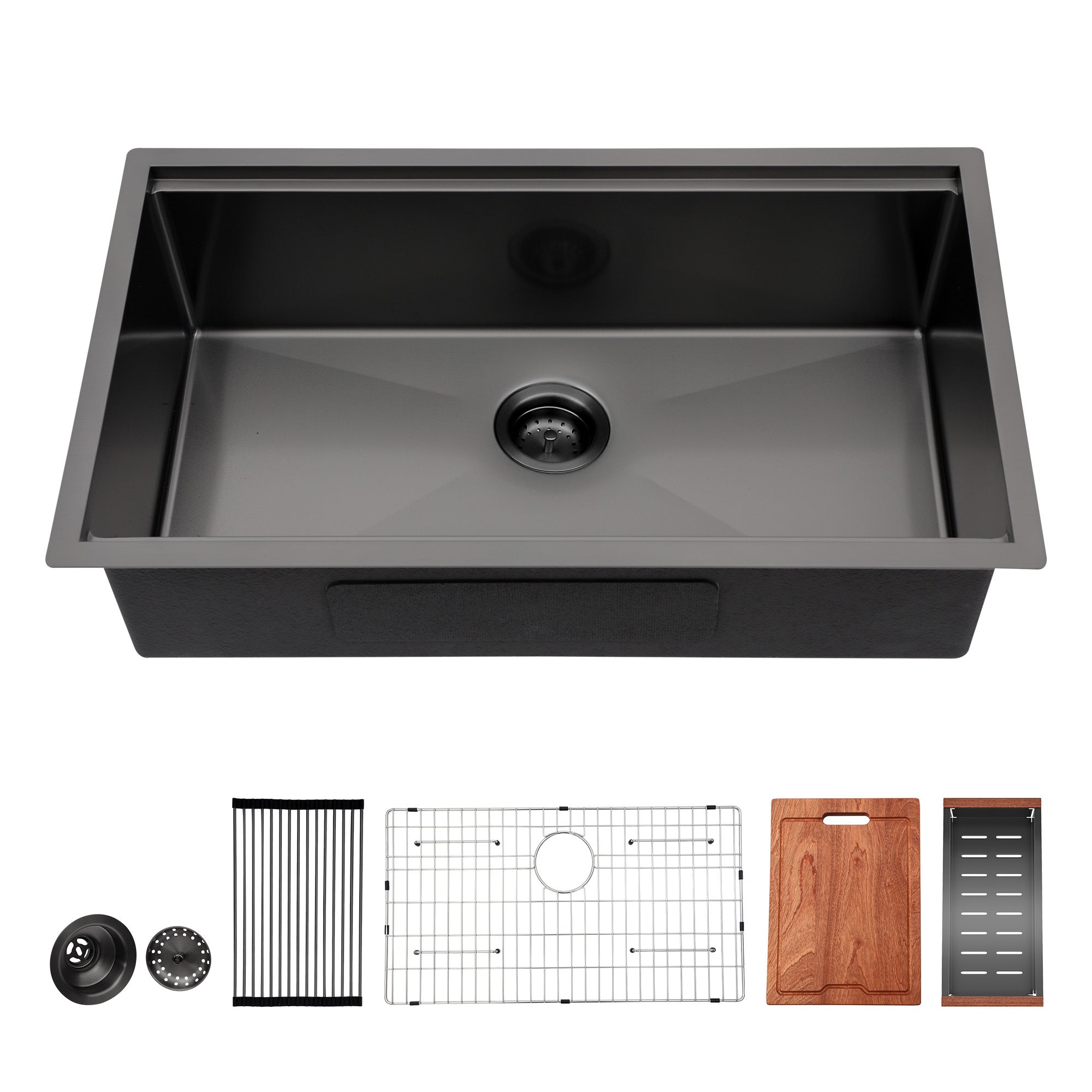 Gunmetal Black Workstation Kitchen Sink 23"X 18"X 10" Single Bowl Workstation Undermount Kitchen Sink 16 Gauge Stainless Steel Gunmetal Black Stainless Steel