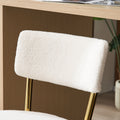 Set Of 4 Modern Teddy Fabric Upholstered Bar Stools Metal Base High Stool Suitable For Kitchen, Dining And Living Room Beige Stylish And Comfortable Island Seating Beige Metal