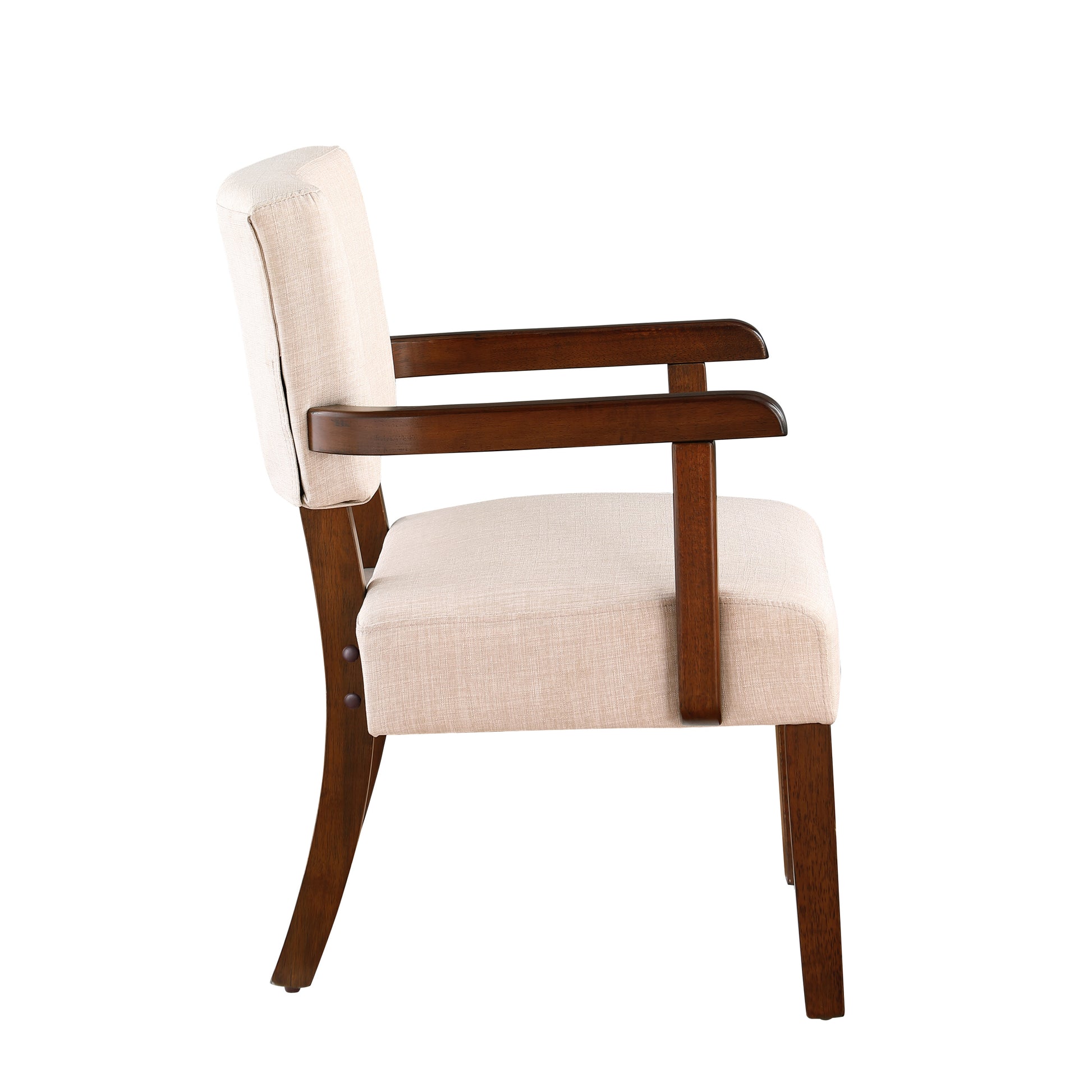 Fabric Accent Chair Set Of 2 With Round Wood Table, Decorative Slipper Chair Brown Espresso Primary Living Space Contemporary,Mid Century Modern,Modern Rubberwood Foam Rubber Wood