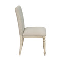 Upholstered Dining Chair With Turned Wood Legs Set Of 2 Light Grey Polyester