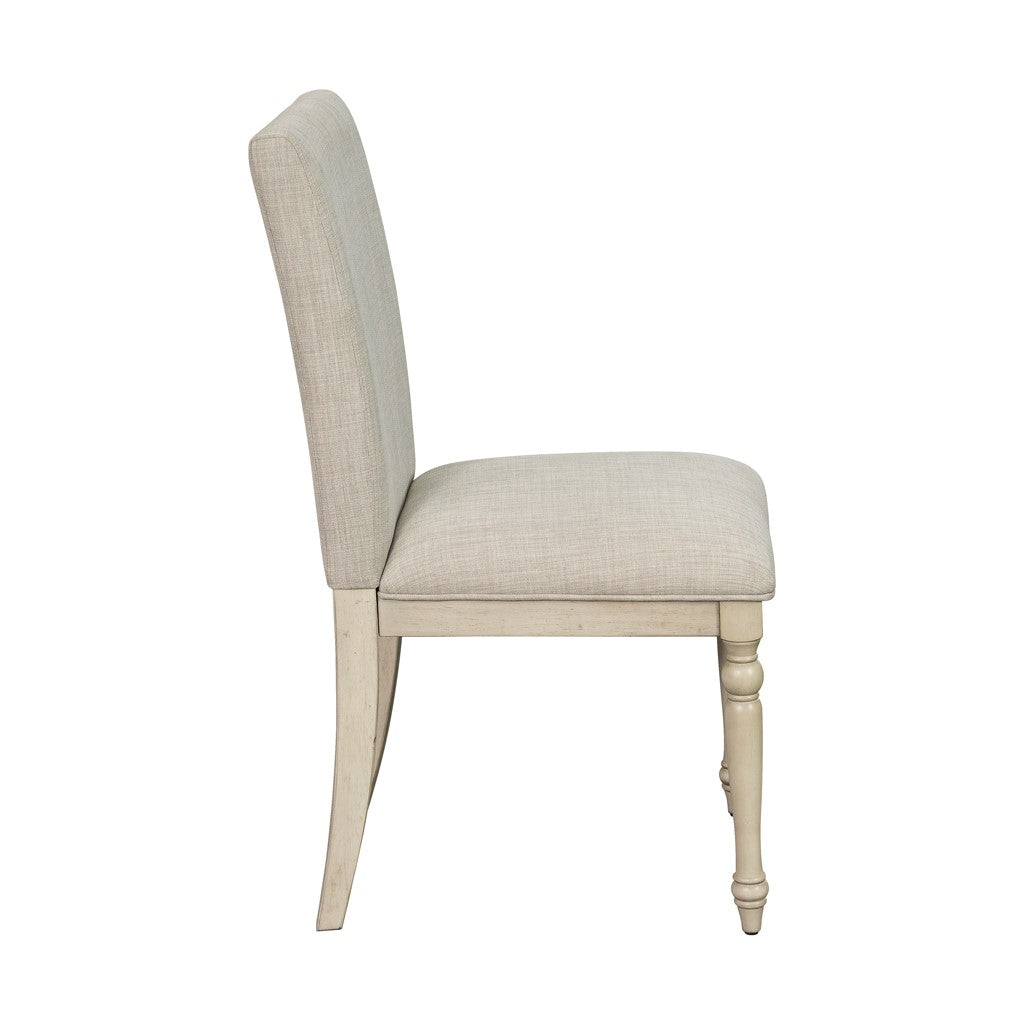 Upholstered Dining Chair With Turned Wood Legs Set Of 2 Light Grey Polyester