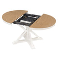 Functional Furniture Retro Style Dining Table Set With Extendable Table And 4 Upholstered Chairs For Dining Room And Living Room Oak Natural Wood Off White Oak Natural Wood Off White Solid Wood