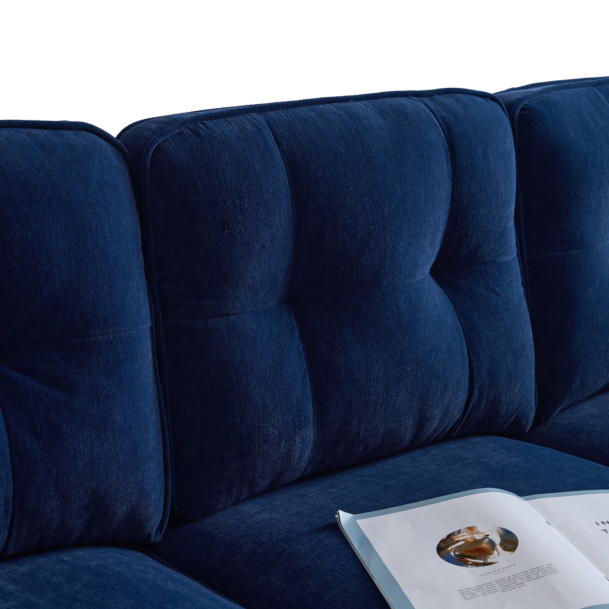 83" Modern Sectional Sofas Couches Velvet L Shaped Couches For Living Room, Bedroom, Blue Blue Foam Velvet