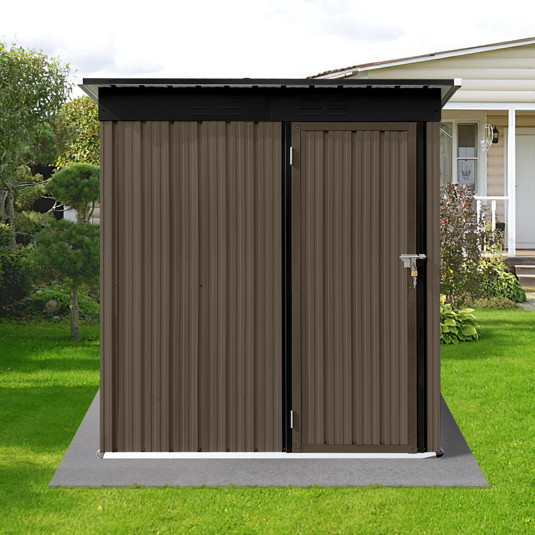 Metal Garden Sheds 5Ft 4Ft Outdoor Brown Black Green Metal