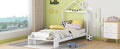 Twin Size Wood Platform Bed With House Shaped Headboard And Footboard Bench,White White Wood