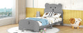 Twin Size Wood Platform Bed With Bear Shaped Headboard And Footboard,Gray Gray Wood