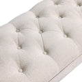 Bed End Bench, Button Tufted Design, Bedroom Entrance Bench With Armrest And Solid Wood Legs, Suitable For Bedroom, Beige Beige Wood Espresso Bedroom Modern Rubberwood Foam Linen Rubber Wood