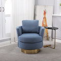 Teddy Swivel Barrel Chair, Swivel Accent Chairs Armchair For Living Room, Reading Chairs For Bedroom Comfy, Round Barrel Chairs With Gold Stainless Steel Base Blue Blue Primary Living Space American Design Foam Faux Fur