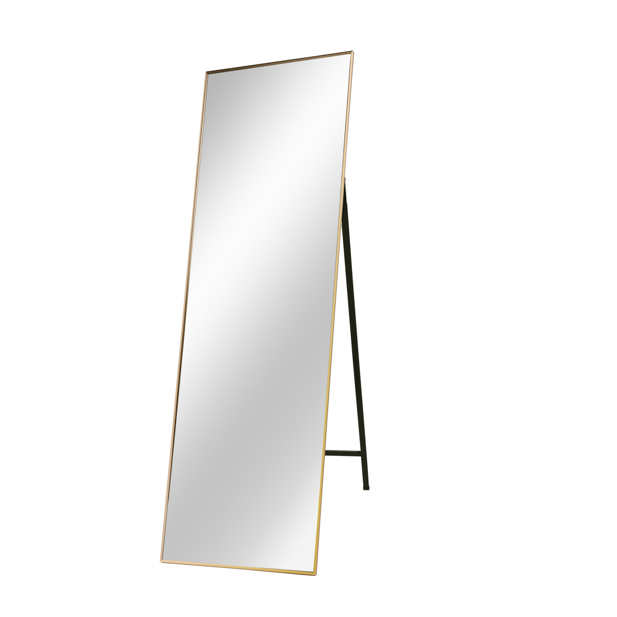 Gold 65 X 22 In Metal Stand Full Length Mirror Gold Classic Mdf Glass Aluminium