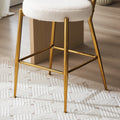 Set Of 2 Modern Teddy Fabric Upholstered Bar Stools Metal Base High Stool Suitable For Kitchen, Dining And Living Room Beige Stylish And Comfortable Island Seating Beige Metal