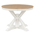 Functional Furniture Retro Style Dining Table Set With Extendable Table And 4 Upholstered Chairs For Dining Room And Living Room Oak Natural Wood Off White Oak Natural Wood Off White Solid Wood