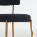 Set Of 2 Mid Century Modern Dining Chairs Teddy Fabric Upholstery Curved Back Metal Frame Black Elegant And Comfortable Kitchen Chairs Black Metal