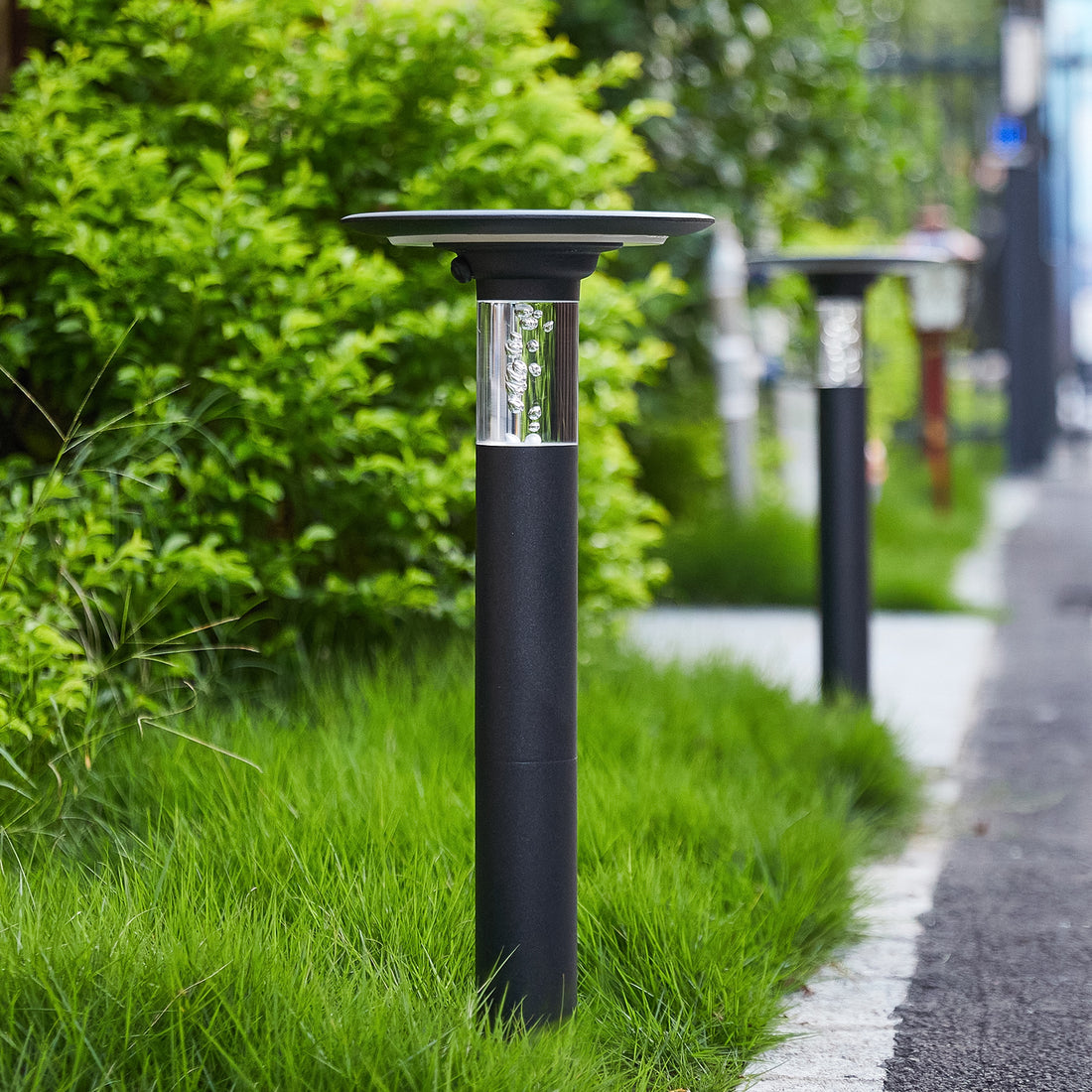 Solar Lawn Light With Dimmable Led Black Aluminium