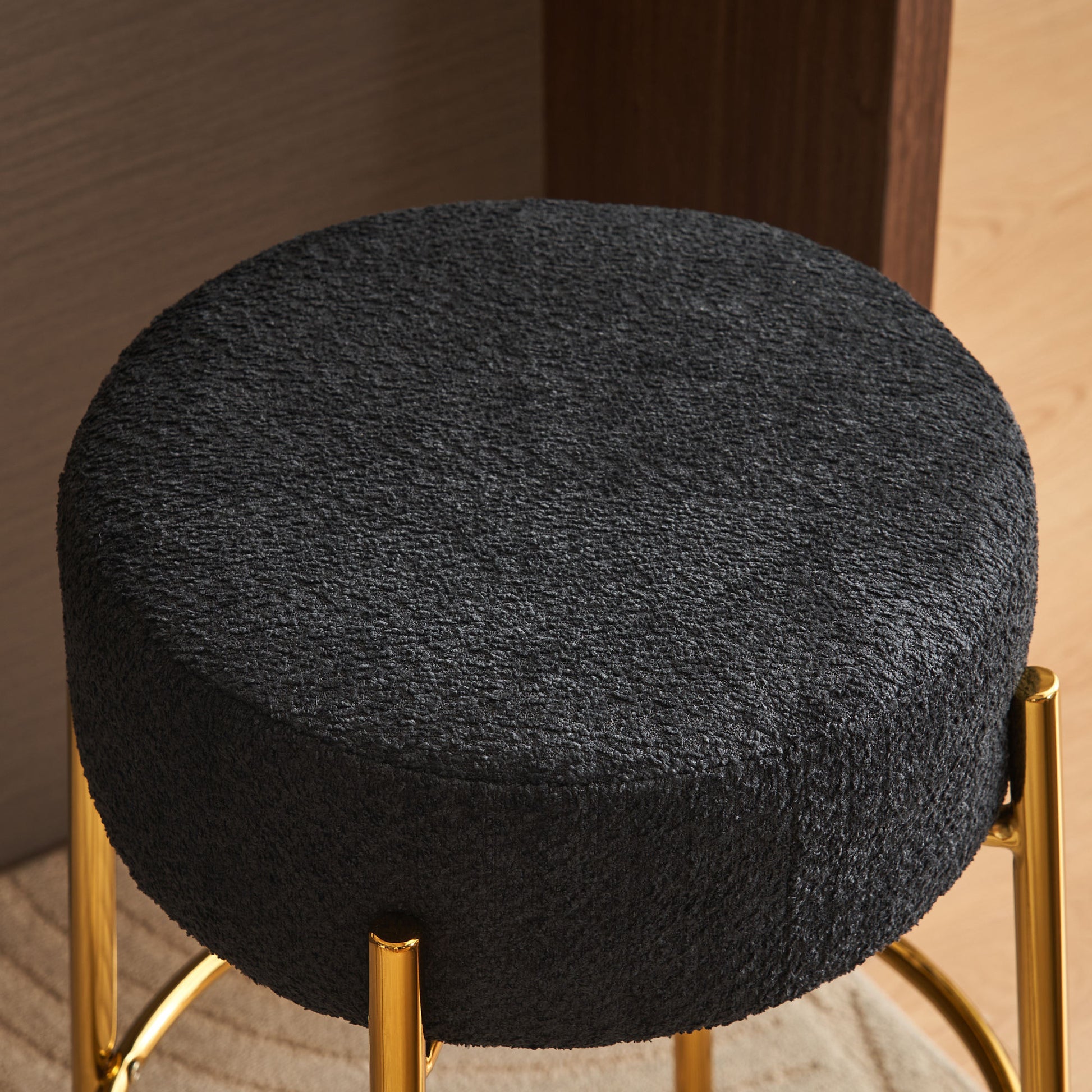 30" Tall, Round High Bar Stools, Set Of 2 Contemporary Upholstered Dining Stools For Kitchens, Coffee Shops And Bar Stores Includes Sturdy Hardware Support Legs Black Foam
