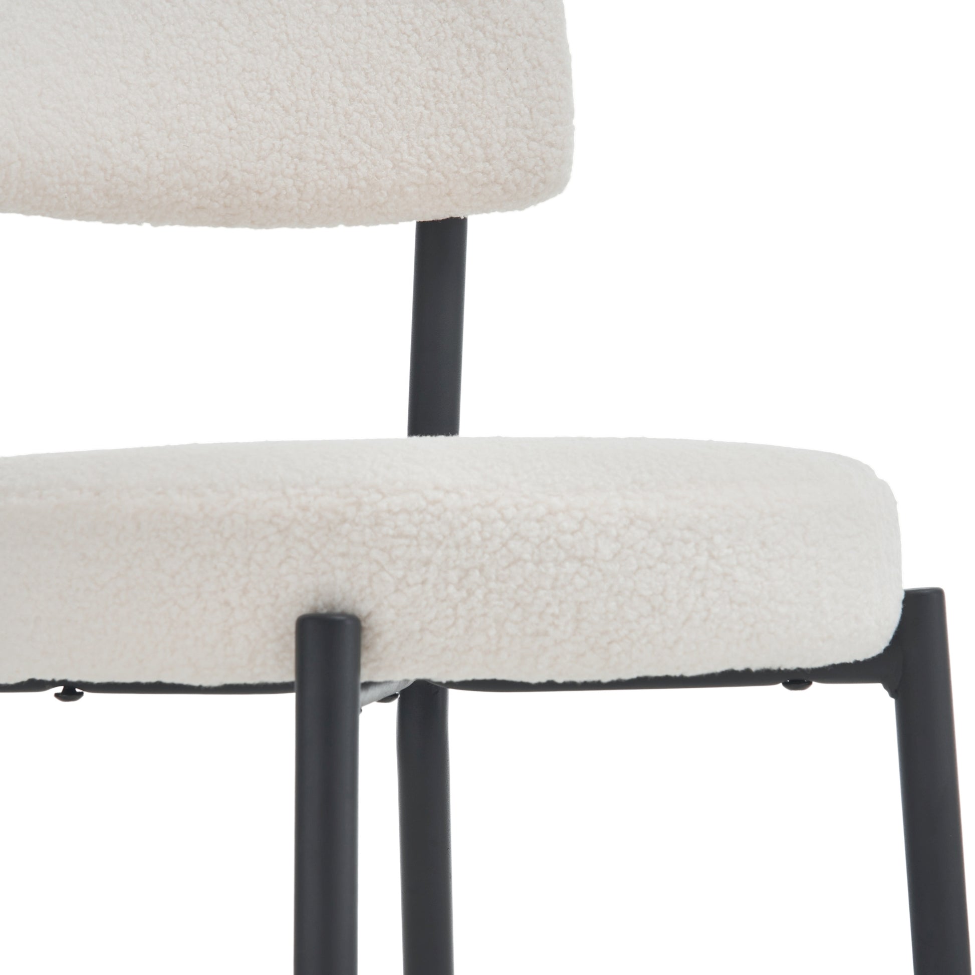 Set Of 2 Modern Teddy Fabric Upholstered Bar Stools Metal Base High Stool Suitable For Kitchen, Dining And Living Room Beige Stylish And Comfortable Island Seating Beige Metal