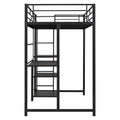 Twin Size Loft Bed With Desk And Whiteboard, Metal Loft Bed With 3 Shelves And Ladder, Black Black Steel