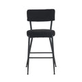 Set Of 2 Modern Teddy Fabric Upholstered Bar Stools Metal Base High Stool Suitable For Kitchen, Dining And Living Room Black Stylish And Comfortable Island Seating Black Metal