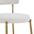 Set Of 2 Mid Century Modern Dining Chairs Teddy Fabric Upholstered Curved Back Metal Frame Beige Elegant And Comfortable Kitchen Chairs Beige Metal