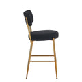 Set Of 4 Modern Teddy Fabric Upholstered Bar Stools Metal Base High Stool Suitable For Kitchen, Dining And Living Room Black Stylish And Comfortable Island Seating Black Metal