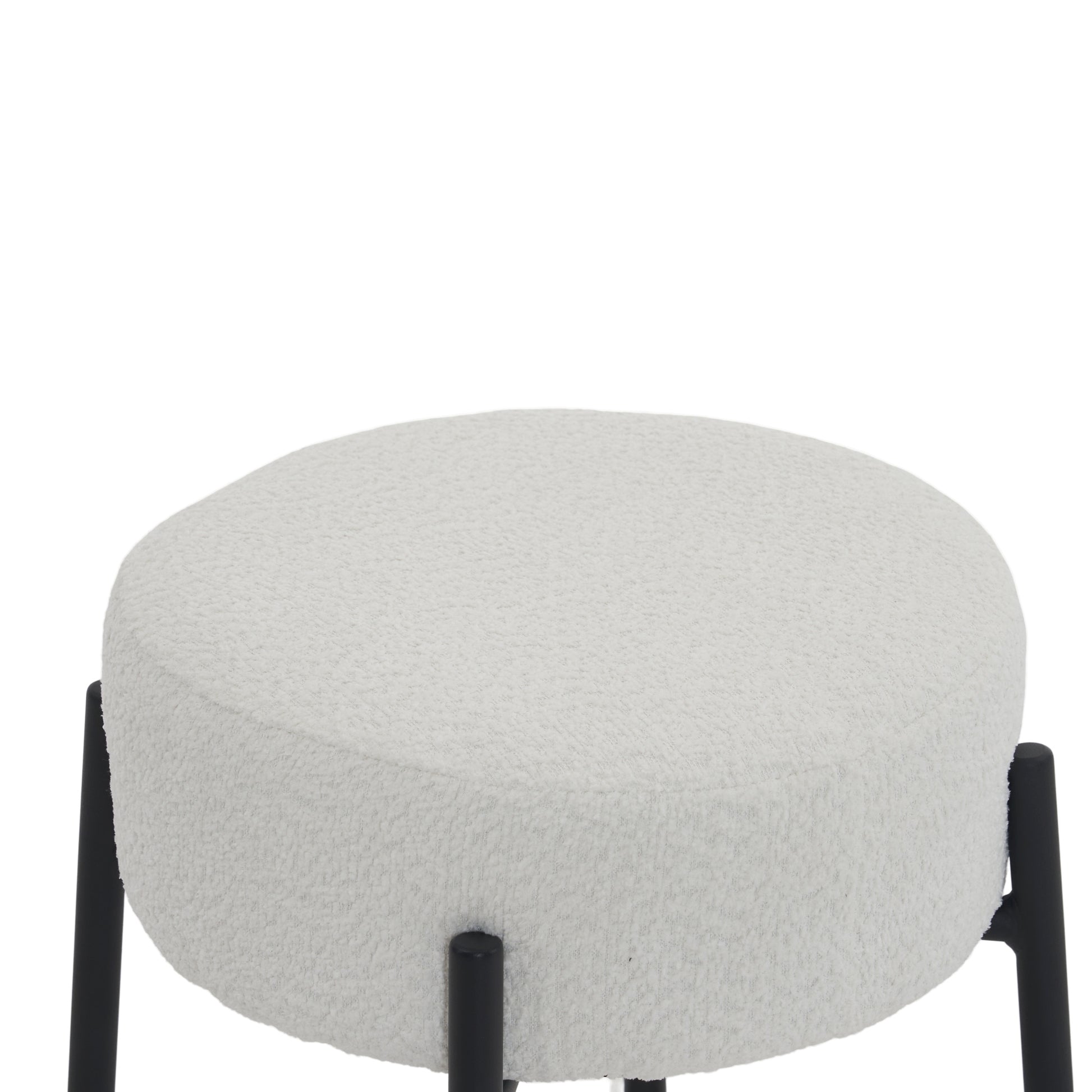 24" Tall, Round Bar Stools, Set Of 2 Contemporary Upholstered Dining Stools For Kitchens, Coffee Shops And Bar Stores Includes Sturdy Hardware Support Legs Beige Foam