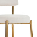 Set Of 4 Modern Teddy Fabric Upholstered Bar Stools Metal Base High Stool Suitable For Kitchen, Dining And Living Room Beige Stylish And Comfortable Island Seating Beige Metal