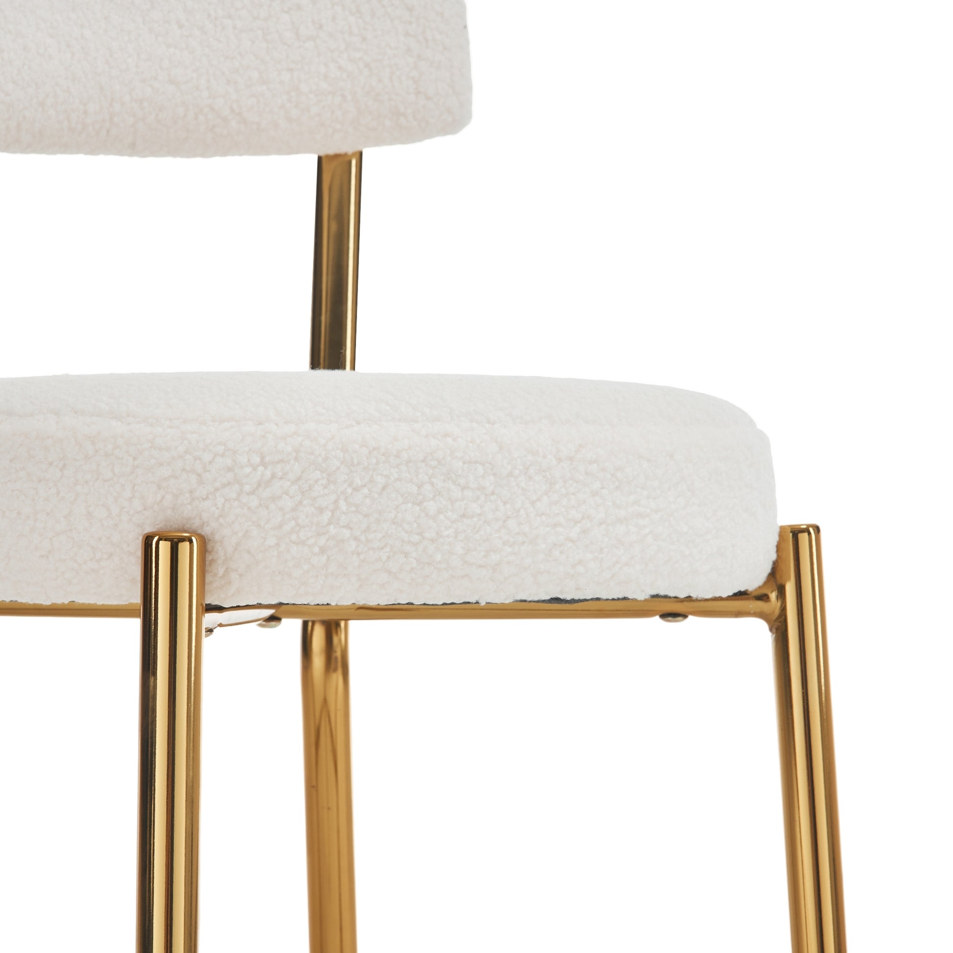 Set Of 4 Modern Teddy Fabric Upholstered Bar Stools Metal Base High Stool Suitable For Kitchen, Dining And Living Room Beige Stylish And Comfortable Island Seating Beige Metal