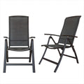 Folding Patio Chairs Set Of 2, Aluminium Frame Reclining Sling Lawn Chairs With Adjustable High Backrest, Patio Dining Chairs For Outdoor, Camping,Porch,Balcony Textilene Fabric,2 Chairs Dark Gray Aluminium