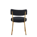 Set Of 2 Mid Century Modern Dining Chairs Teddy Fabric Upholstery Curved Back Metal Frame Black Elegant And Comfortable Kitchen Chairs Black Metal