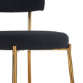 Set Of 2 Mid Century Modern Dining Chairs Teddy Fabric Upholstery Curved Back Metal Frame Black Elegant And Comfortable Kitchen Chairs Black Metal