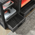 60 Inch Electric Fireplace Media Tv Stand With Sync Colorful Led Lights Dark Rustic Oak Color Powder Coated No Electric Dark Oak Vent Free Primary Living Space Yes Insert Wood Stainless Steel Glass Electric