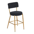Set Of 4 Modern Teddy Fabric Upholstered Bar Stools Metal Base High Stool Suitable For Kitchen, Dining And Living Room Black Stylish And Comfortable Island Seating Black Metal