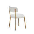 Set Of 2 Mid Century Modern Dining Chairs Teddy Fabric Upholstered Curved Back Metal Frame Beige Elegant And Comfortable Kitchen Chairs Beige Metal