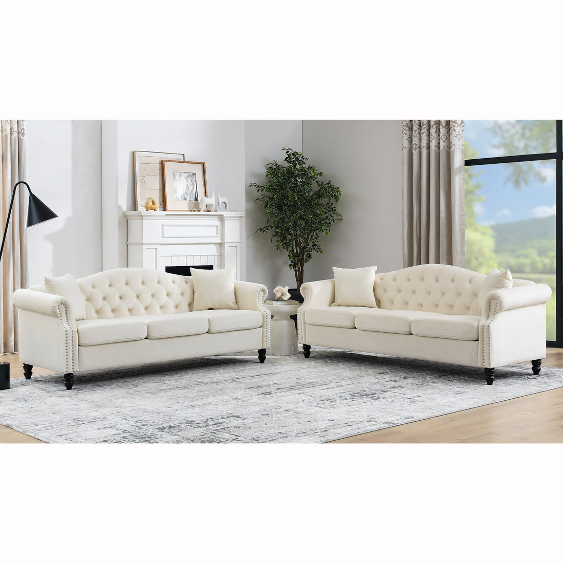 3 Seater 3 Seater Combination Sofa.Beige Velvet W834S00065 Beige Foam Velvet