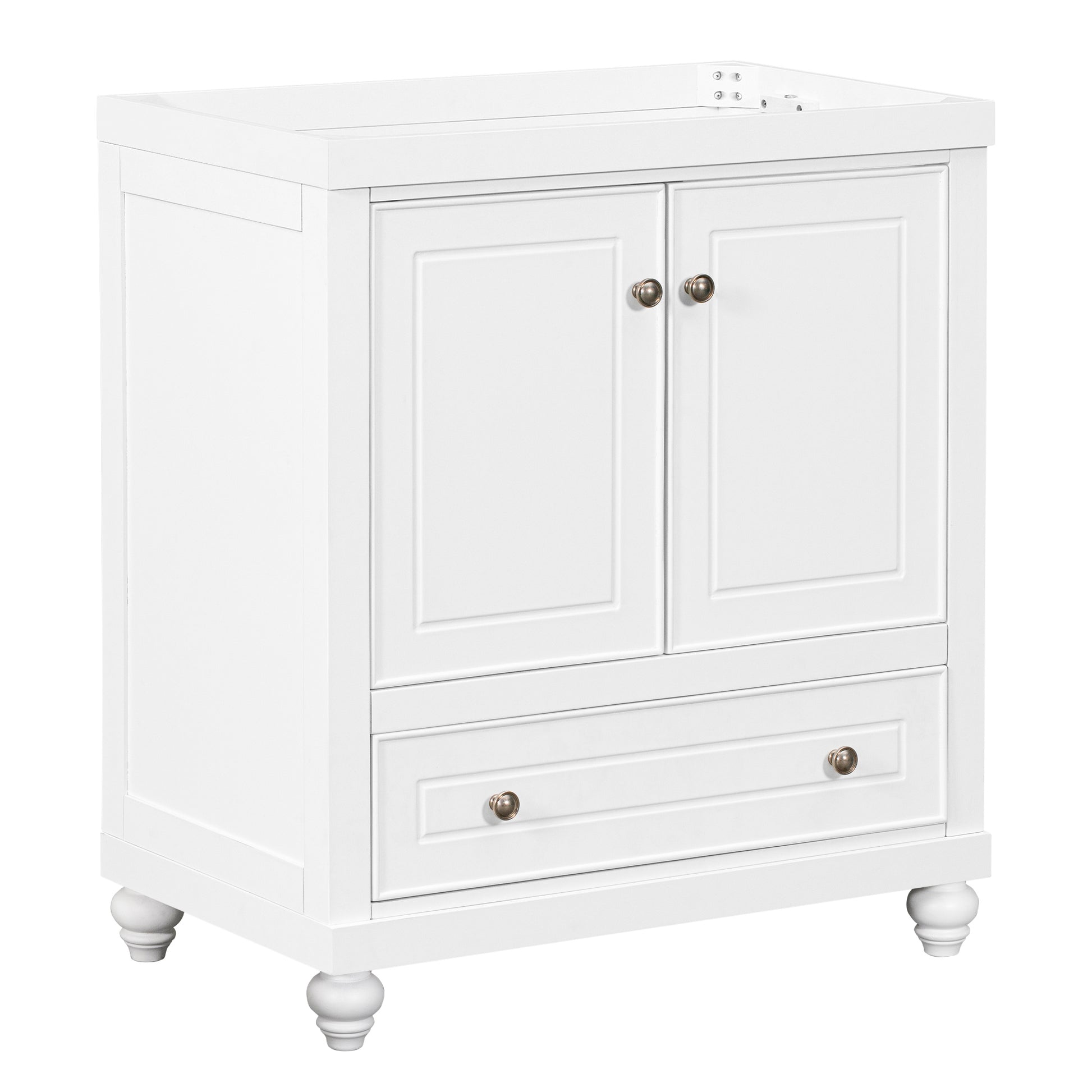 30" Bathroom Vanity Without Sink, Base Only, Cabinet With Doors And Drawer, Solid Frame And Mdf Board, White White Solid Wood Mdf