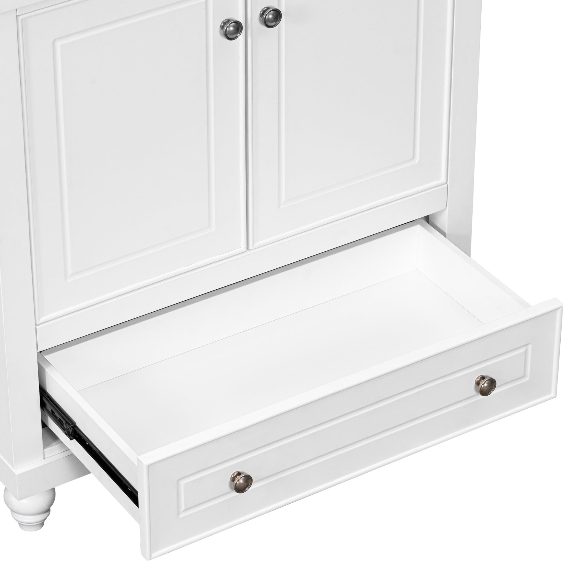 30" Bathroom Vanity With Sink, Combo, Cabinet With Doors And Drawer, Solid Frame And Mdf Board, White White Solid Wood Mdf