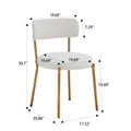 Set Of 2 Mid Century Modern Dining Chairs Teddy Fabric Upholstered Curved Back Metal Frame Beige Elegant And Comfortable Kitchen Chairs Beige Metal