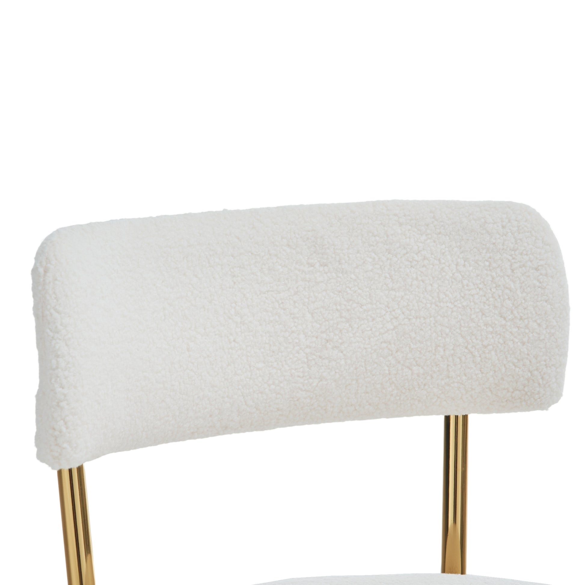 Set Of 2 Mid Century Modern Dining Chairs Teddy Fabric Upholstered Curved Back Metal Frame Beige Elegant And Comfortable Kitchen Chairs Beige Metal