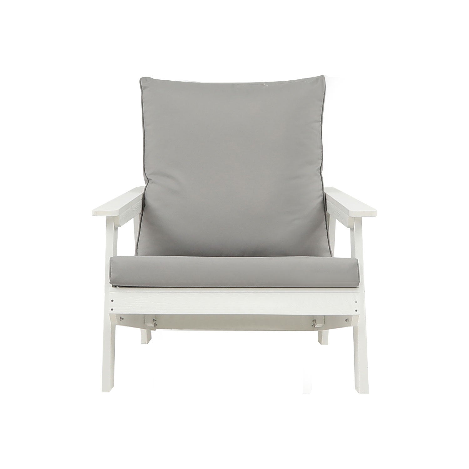 Hips All Weather Outdoor Single Sofa With Cushion, White Grey White Hdpe