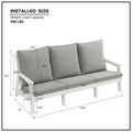 Hips 3 Seater Sofa With Cushion, Wood Grain Outdoor Garden Sofa,White Grey White Hdpe