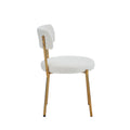 Set Of 2 Mid Century Modern Dining Chairs Teddy Fabric Upholstered Curved Back Metal Frame Beige Elegant And Comfortable Kitchen Chairs Beige Metal