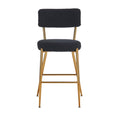 Set Of 4 Modern Teddy Fabric Upholstered Bar Stools Metal Base High Stool Suitable For Kitchen, Dining And Living Room Black Stylish And Comfortable Island Seating Black Metal