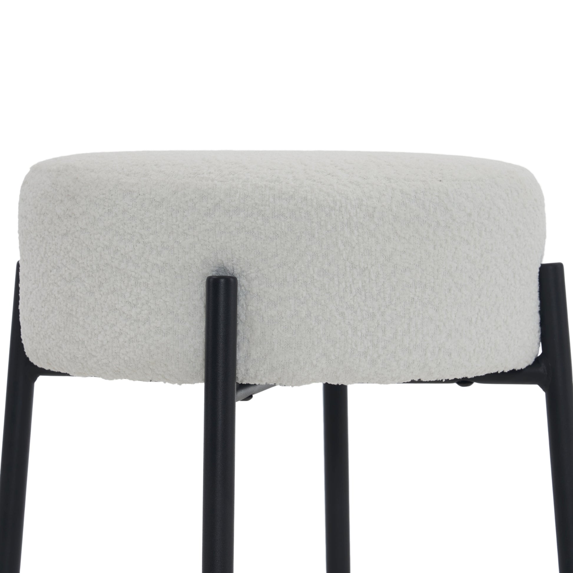 30" Tall, Round High Bar Stools, Set Of 2 Contemporary Upholstered Dining Stools For Kitchens, Coffee Shops And Bar Stores Includes Sturdy Hardware Support Legs Beige Foam