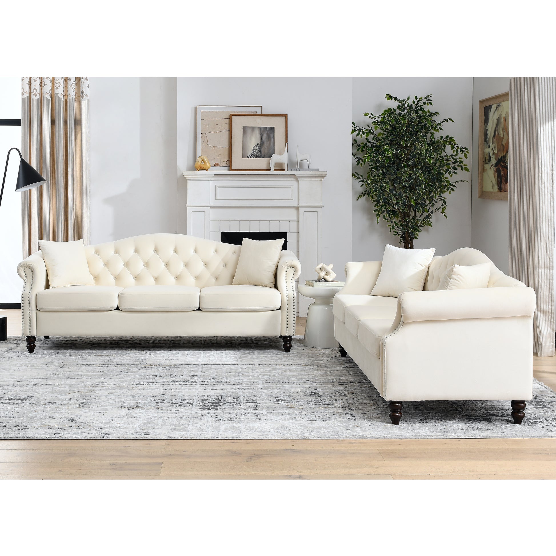 3 Seater 3 Seater Combination Sofa.Beige Velvet W834S00065 Beige Foam Velvet